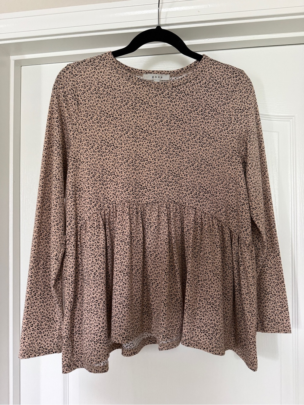 Gaze leopard long sleeve peplum top shirt